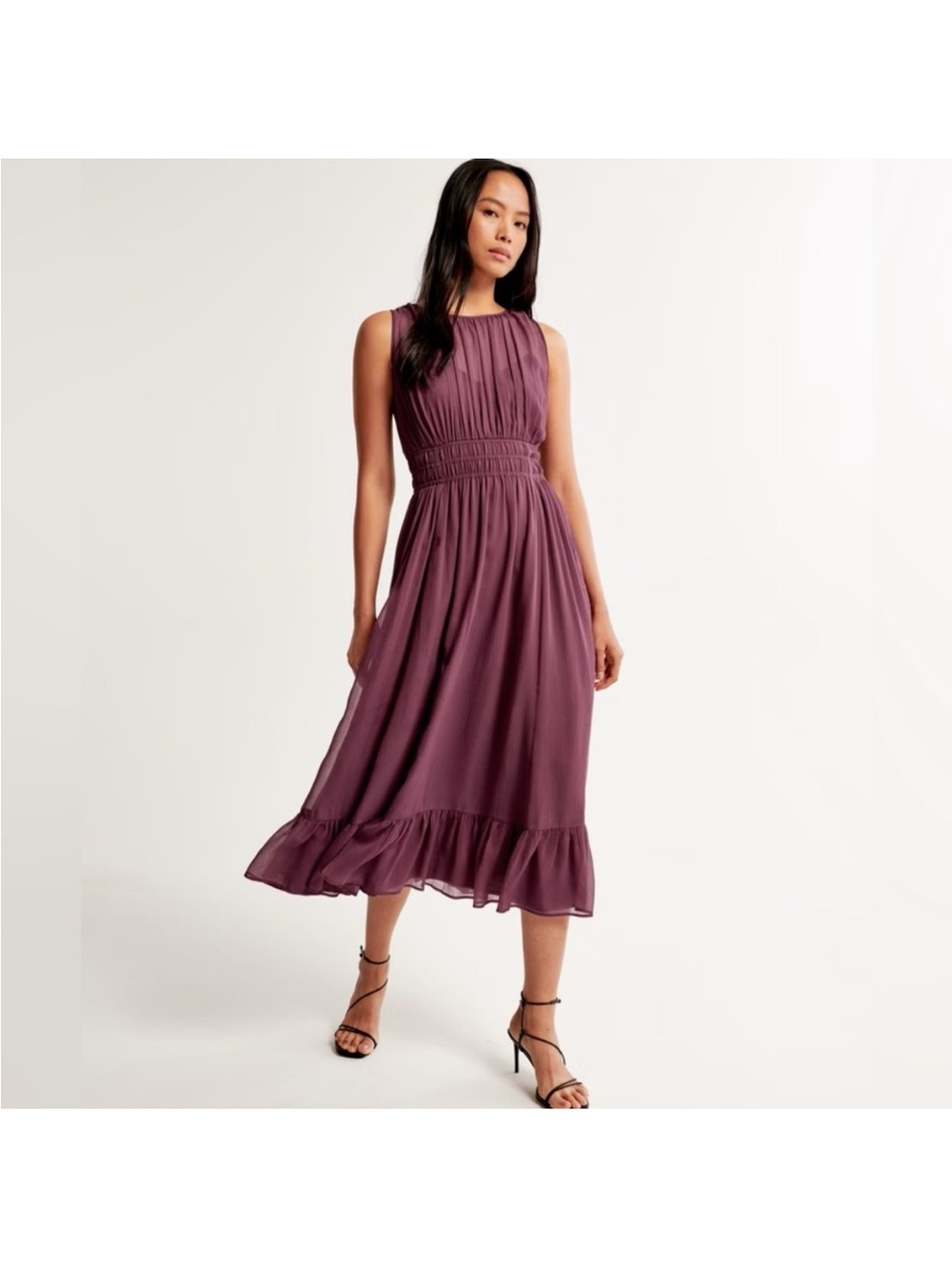 A & F High-neck Midi Dress in burgundy